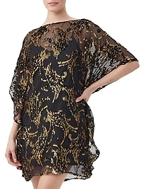 Anissa Metallic Burnout Mini Caftan