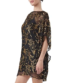 Anissa Metallic Burnout Mini Caftan