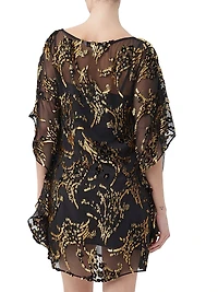 Anissa Metallic Burnout Mini Caftan