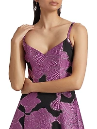 Mariele Metallic Floral Jacquard Gown