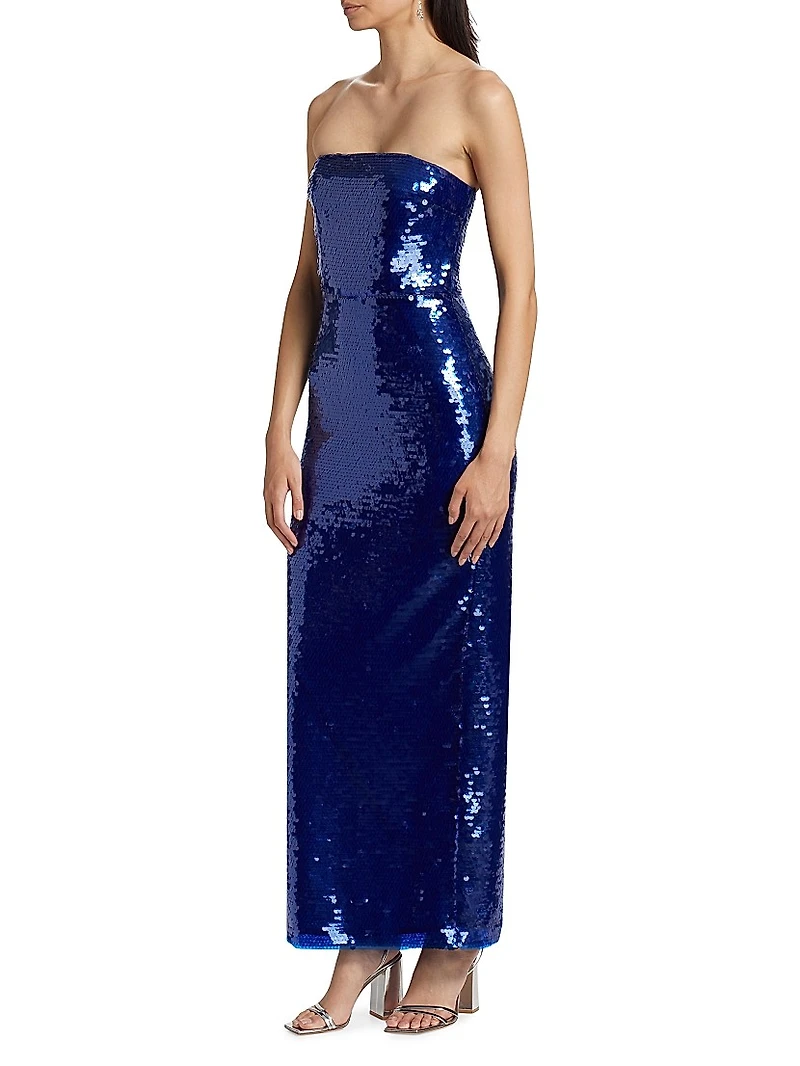 Mira Sequin Strapless Gown
