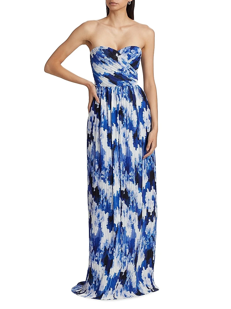 Esme Crinkle Chiffon Strapless Gown