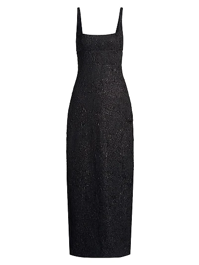 Adele Metallic Jacquard Column Gown