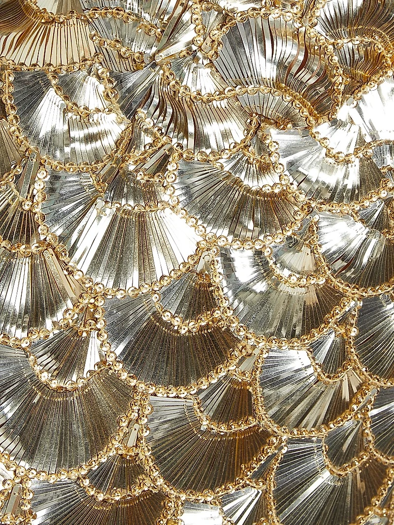 Strapless Sequin Scallop Column Gown