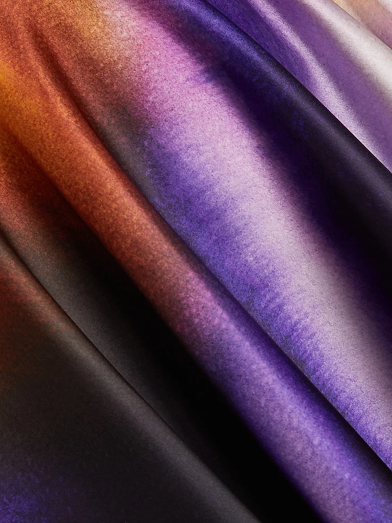 Abstract Orchid Satin Cocktail Dress