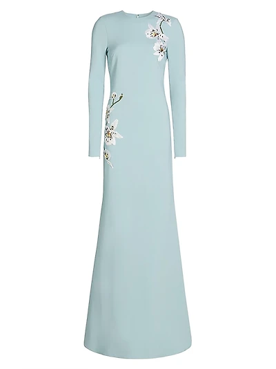 Orchid Threadwork Cady Trumpet Gown