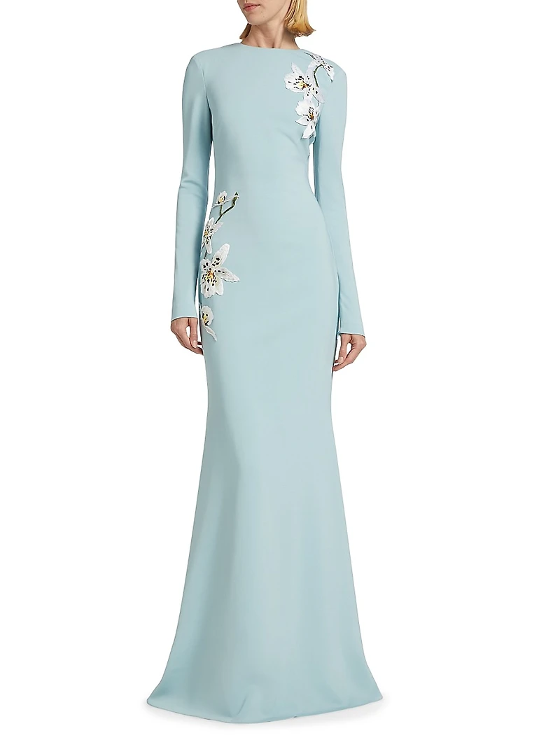 Orchid Threadwork Cady Trumpet Gown