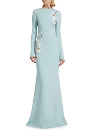 Orchid Threadwork Cady Trumpet Gown