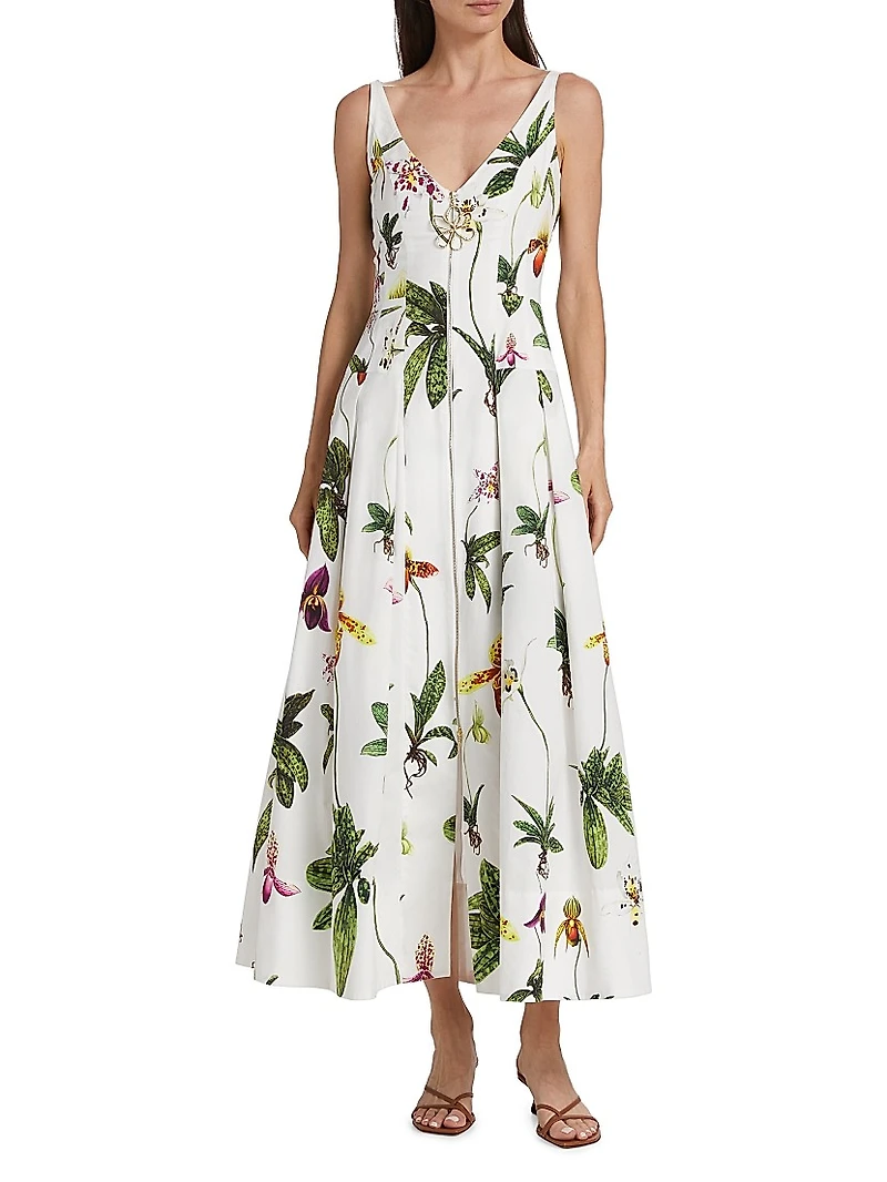Orchid Poplin Zip-Front Cocktail Dress