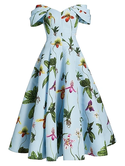 Orchid Drape Off-the-Shoulder Cocktail Dress