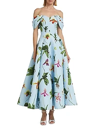 Orchid Drape Off-the-Shoulder Cocktail Dress