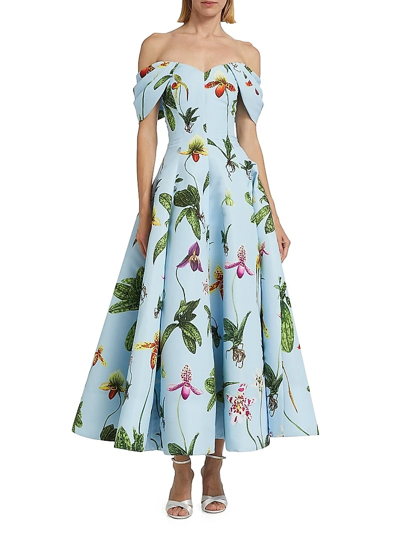 Orchid Drape Off-the-Shoulder Cocktail Dress