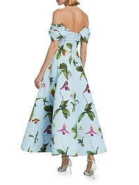 Orchid Drape Off-the-Shoulder Cocktail Dress