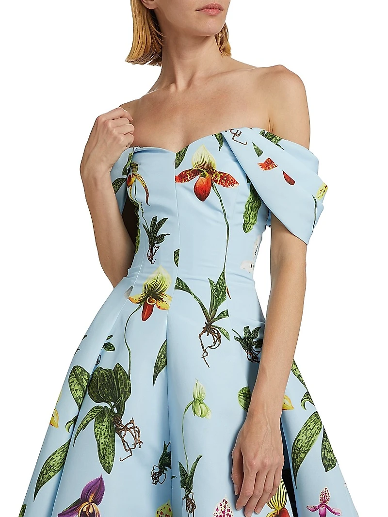 Orchid Drape Off-the-Shoulder Cocktail Dress