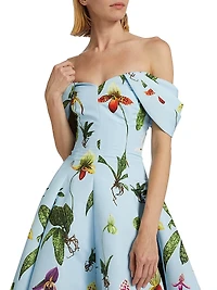 Orchid Drape Off-the-Shoulder Cocktail Dress