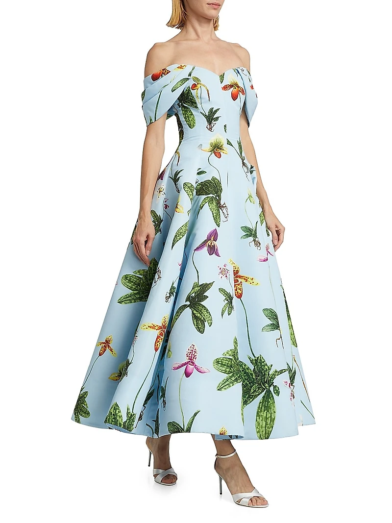 Orchid Drape Off-the-Shoulder Cocktail Dress