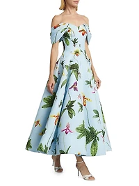 Orchid Drape Off-the-Shoulder Cocktail Dress