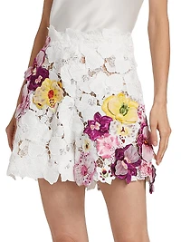 Climbing Orchid Guipure Lace Shorts