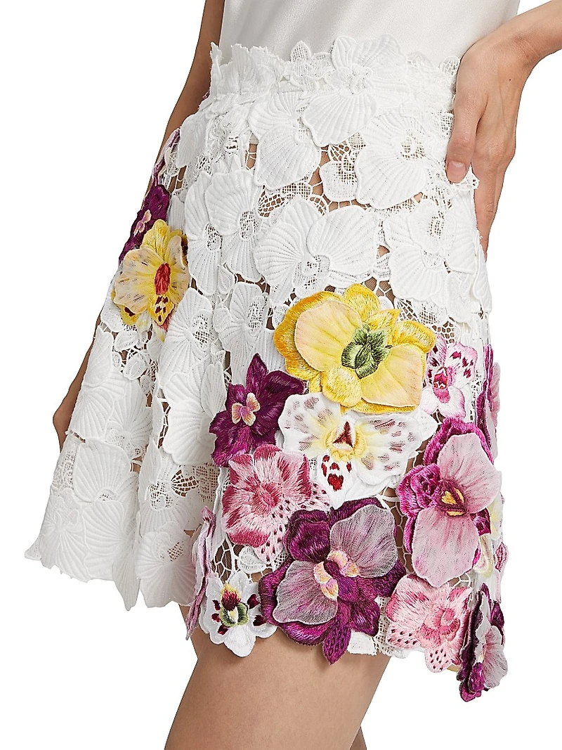 Climbing Orchid Guipure Lace Shorts