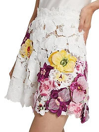 Climbing Orchid Guipure Lace Shorts