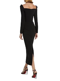 Sweetheart Long-Sleeve Midi Dress