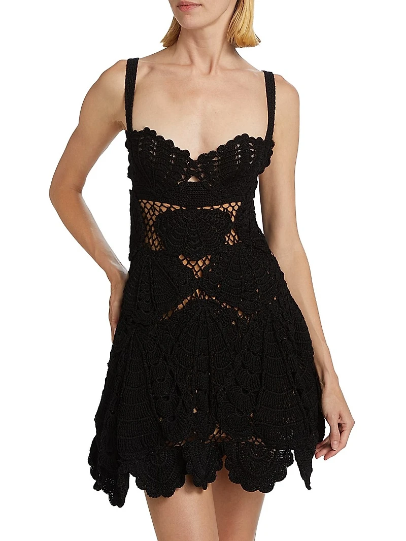 Shell Crochet Sweetheart Minidress