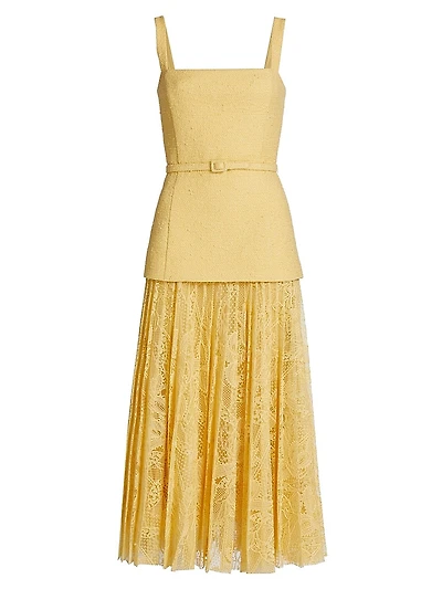 Orchid Guipure & Tweed Cocktail Dress