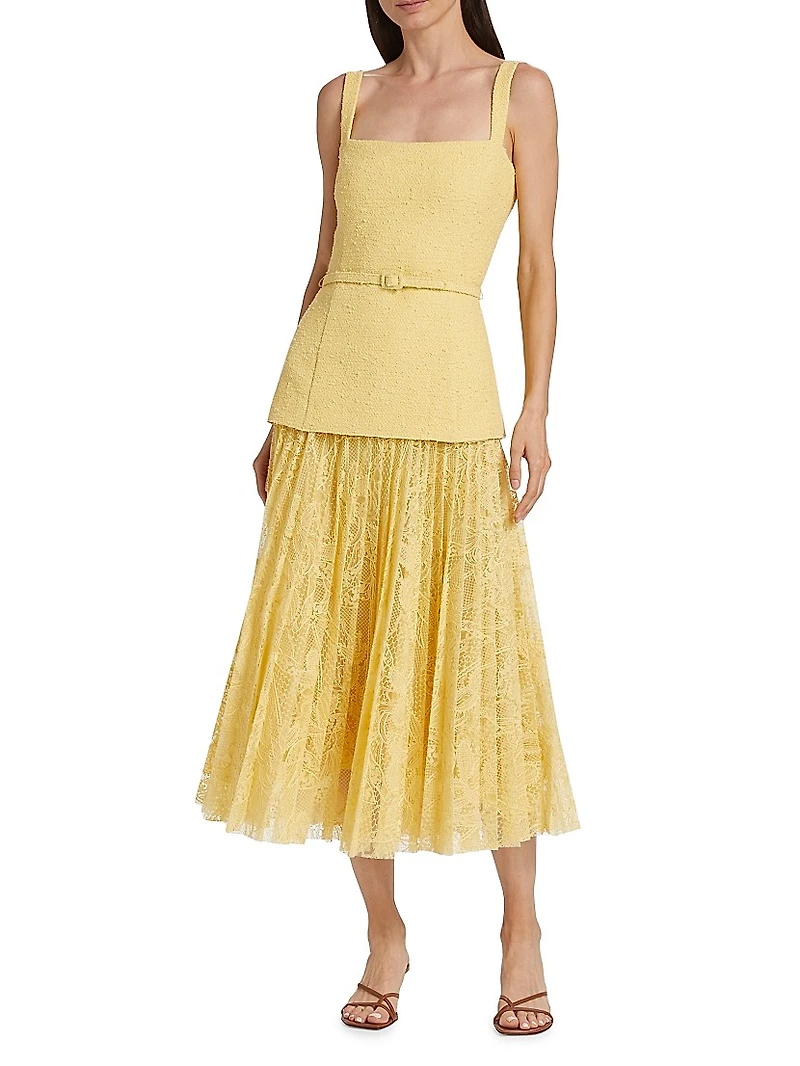 Orchid Guipure & Tweed Cocktail Dress