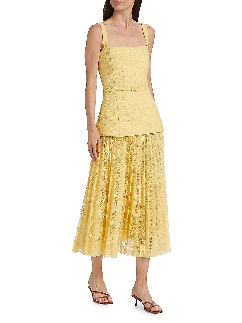 Orchid Guipure & Tweed Cocktail Dress