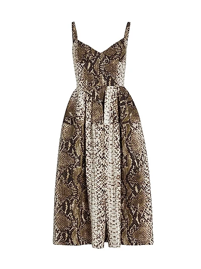 Snakeskin Cotton Midi-Dress
