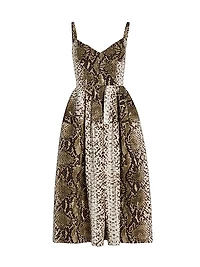Snakeskin Cotton Midi-Dress