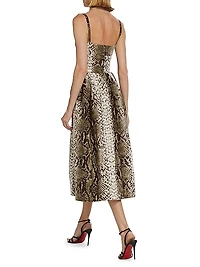 Snakeskin Cotton Midi-Dress