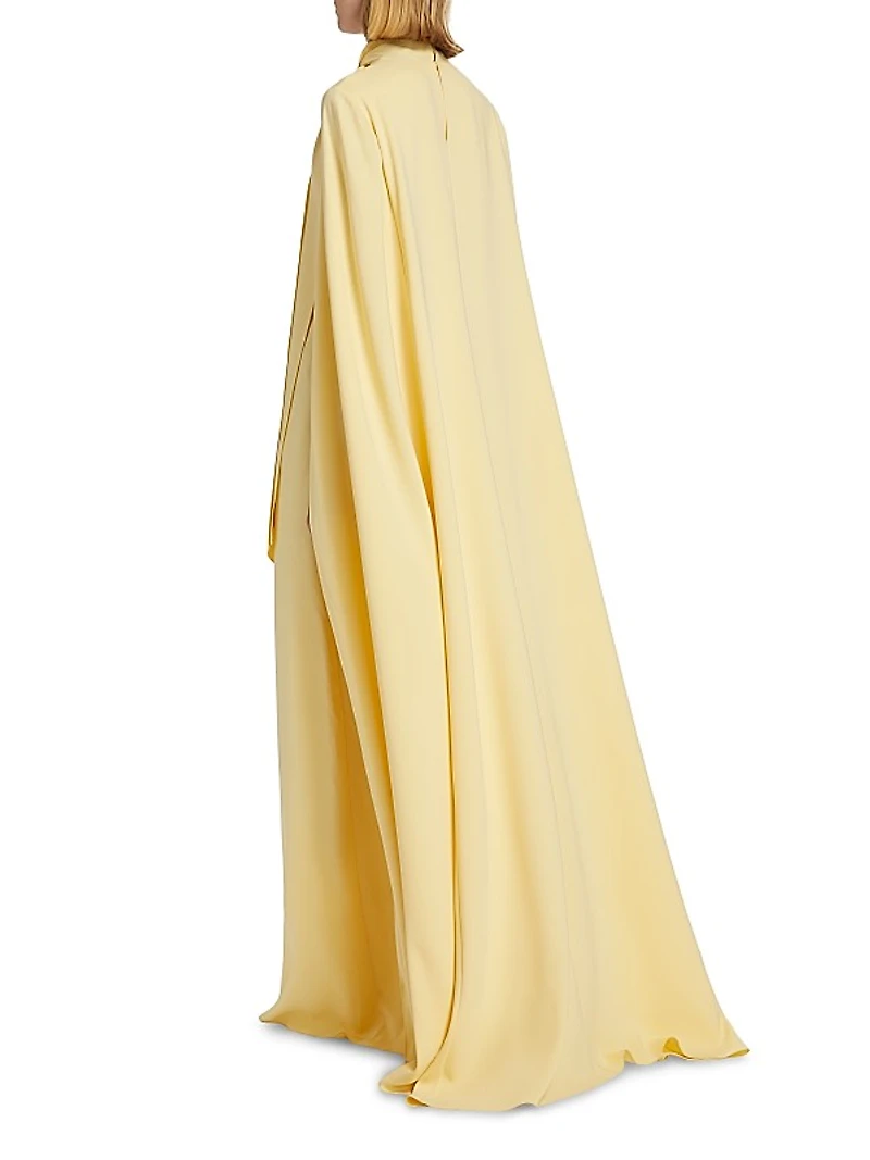 Silk Tie-Neck Cape Gown