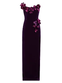 Orchid Embroidered Velvet Gown