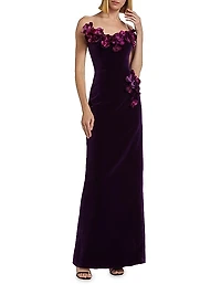 Orchid Embroidered Velvet Gown