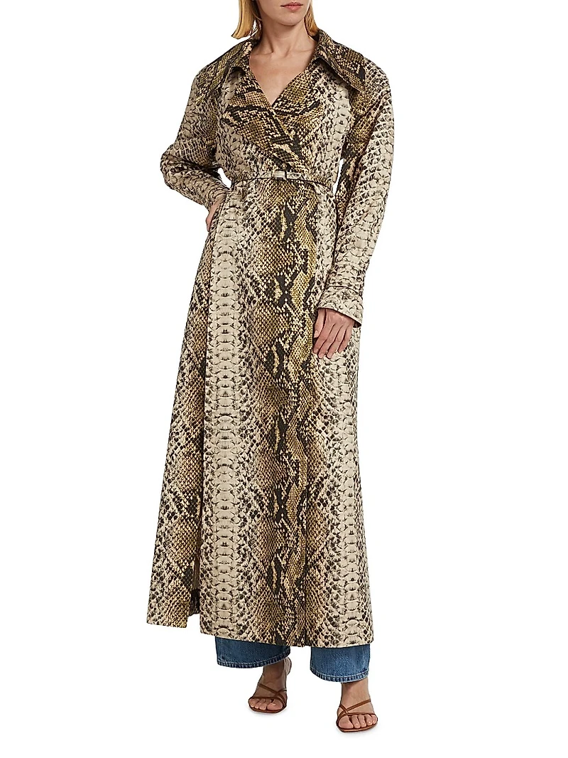 Snake Cotton Double-Breasted Trench Coat
