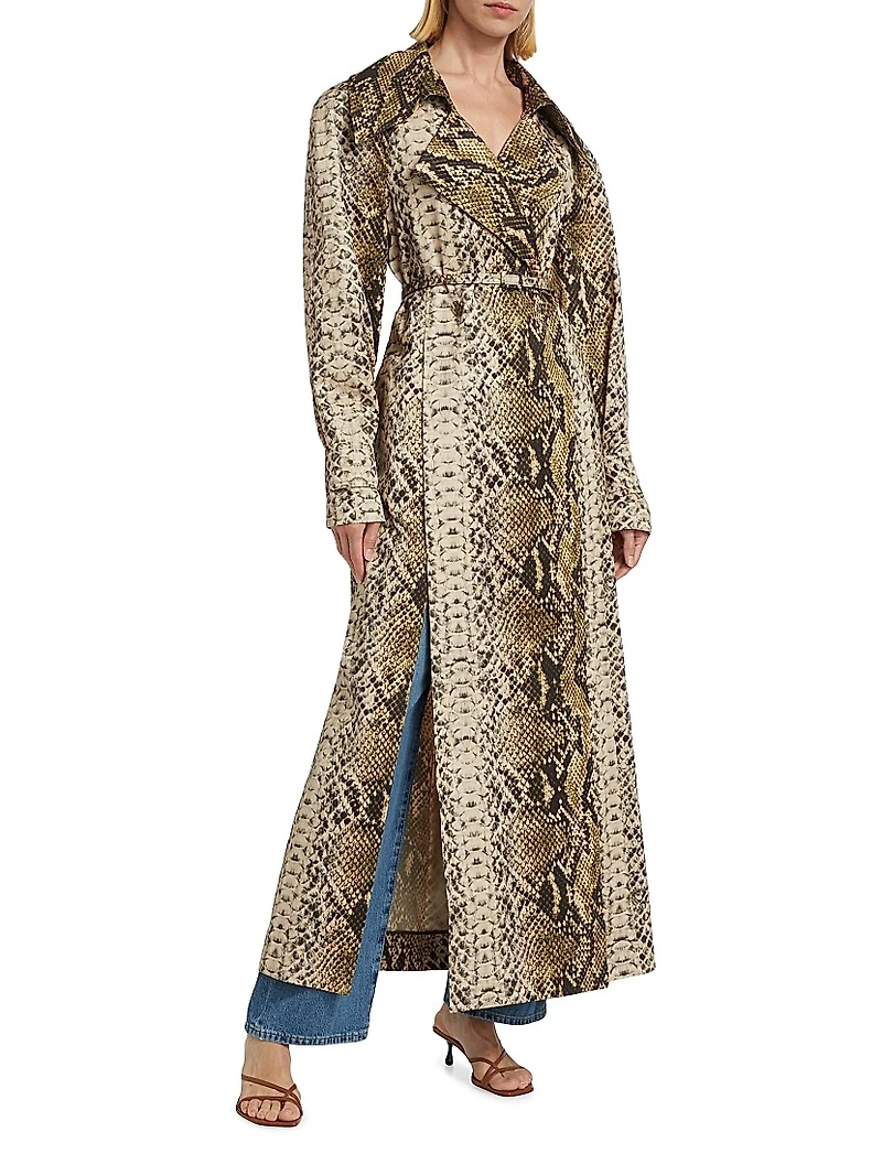 Snake Cotton Double-Breasted Trench Coat