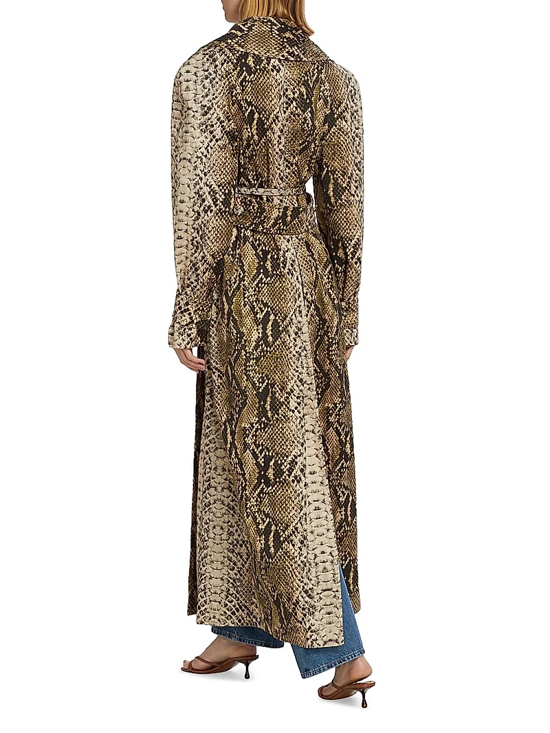 Snake Cotton Double-Breasted Trench Coat