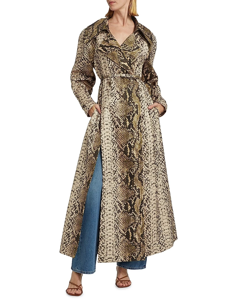 Snake Cotton Double-Breasted Trench Coat