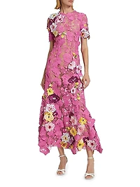 Orchid Threadwork Lace Cocktail Dress