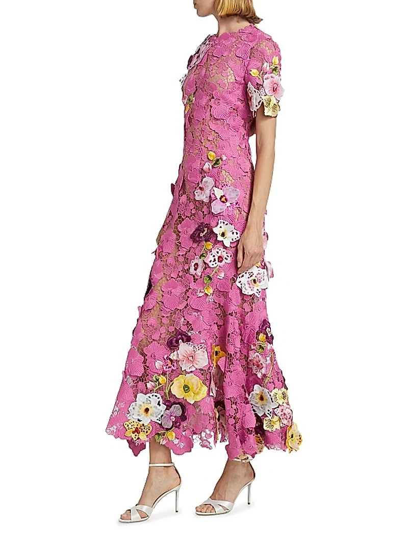 Orchid Threadwork Lace Cocktail Dress