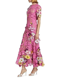 Orchid Threadwork Lace Cocktail Dress