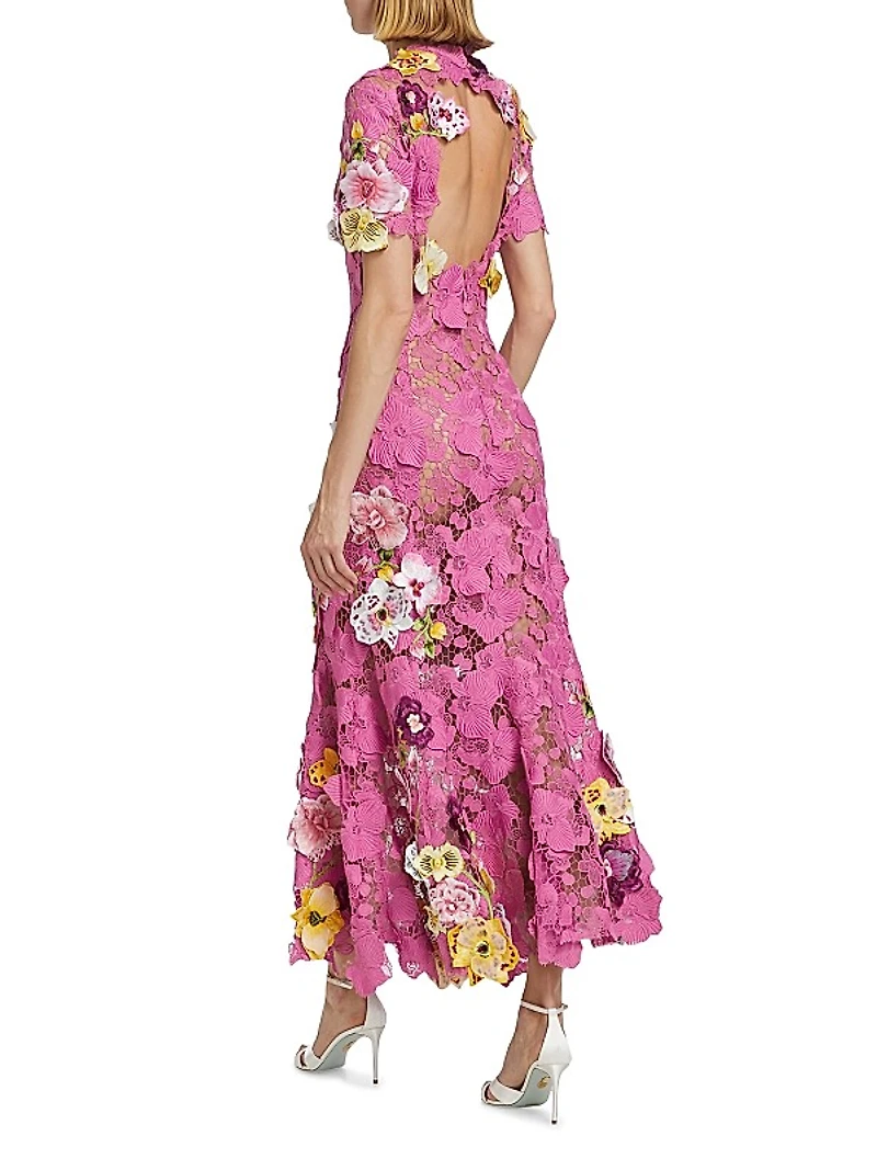 Orchid Threadwork Lace Cocktail Dress