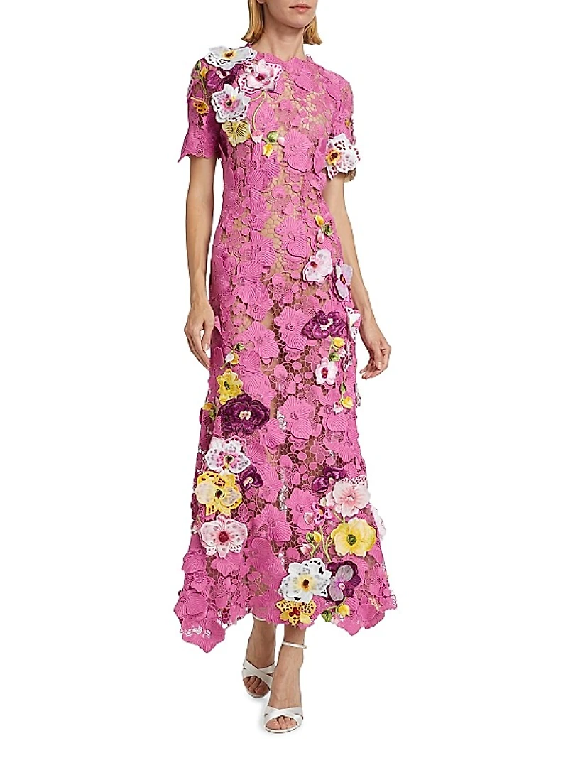 Orchid Threadwork Lace Cocktail Dress