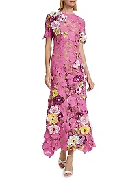 Orchid Threadwork Lace Cocktail Dress