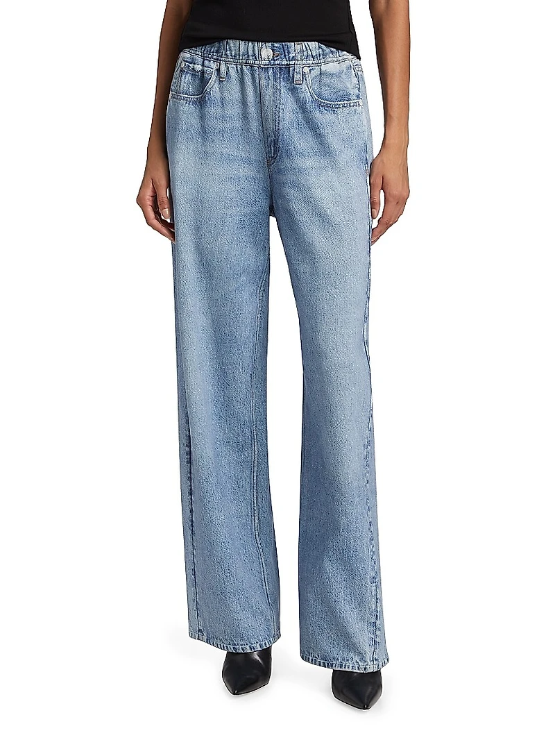 Miramar Elasticized Printed Wide-Leg Jeans