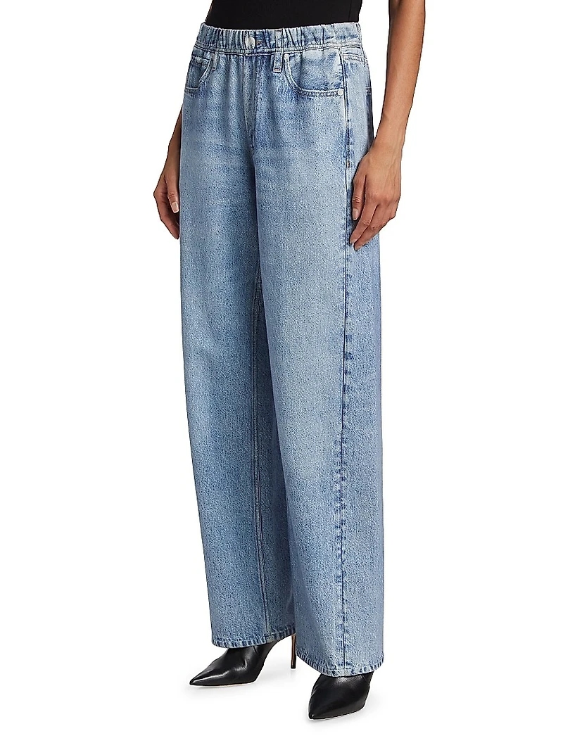 Miramar Elasticized Printed Wide-Leg Jeans