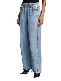 Miramar Elasticized Printed Wide-Leg Jeans