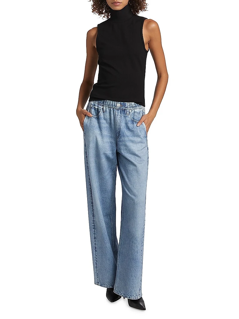 Miramar Elasticized Printed Wide-Leg Jeans