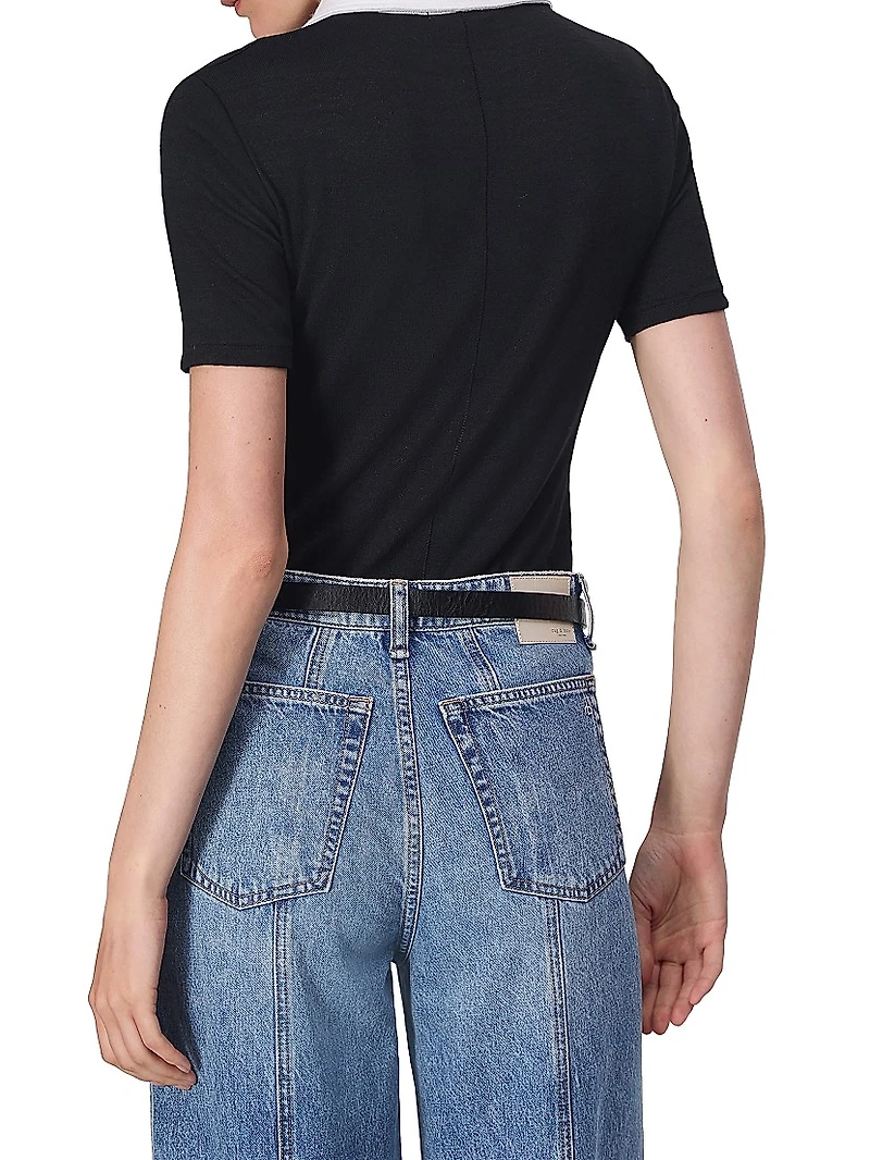 Knit Button Short-Sleeve Polo Shirt